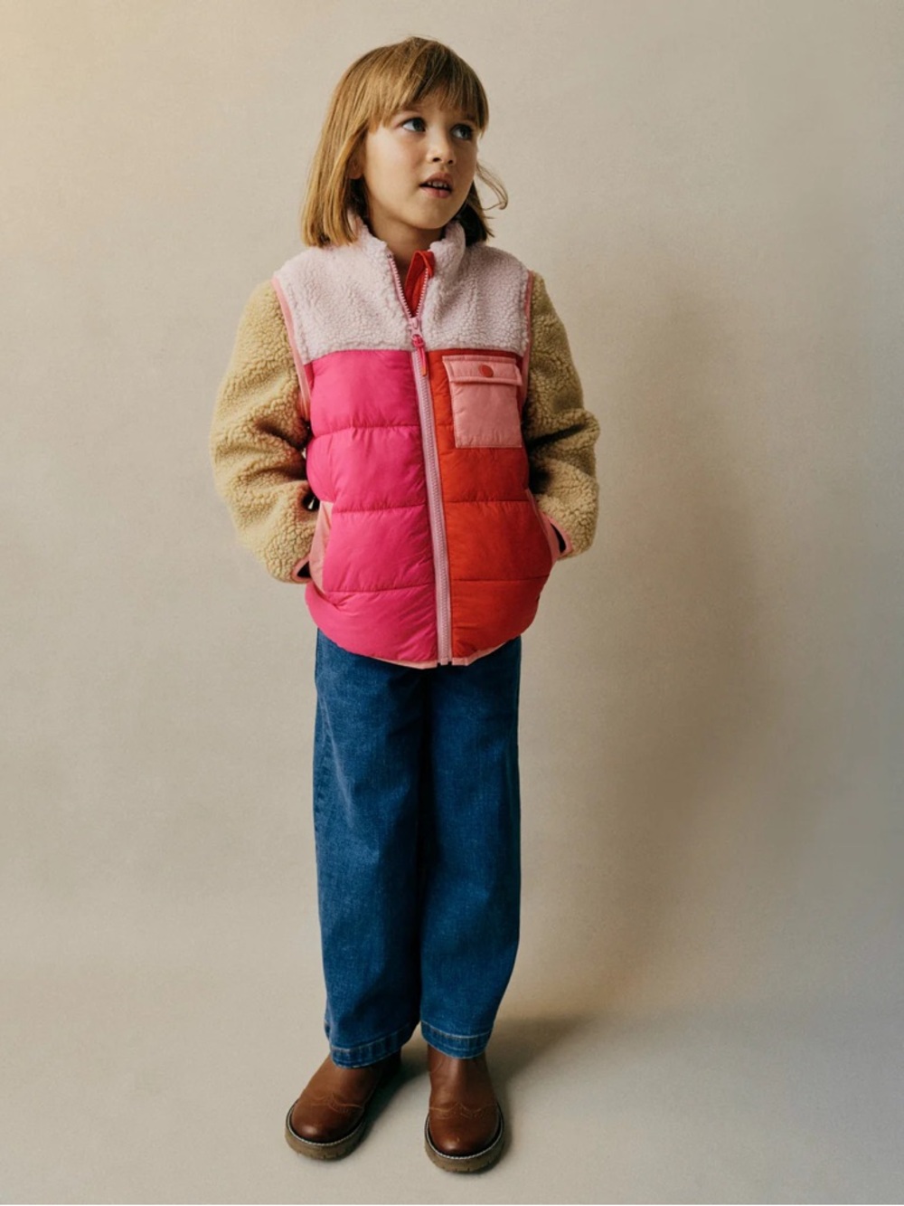 NWT Mini Boden 2 in 1 Borg mix jacket